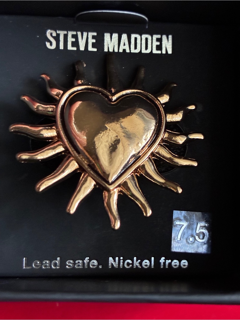 Steve Madden Gold Heart Sunburst Ring